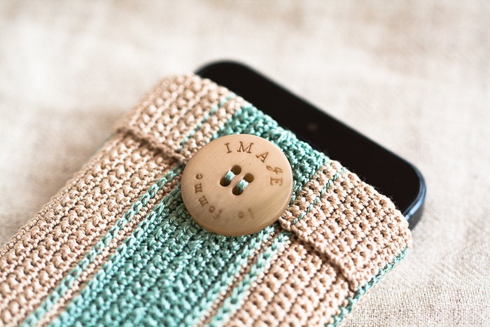 iPhone 5 case. iPhone 5 sleeve. iPhone 5 cover in beige and blue. iPhone sock. Eco-Friendly