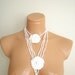 Two piece Crochet ring whit pearl, bracelet, necklace, unique design, white ring.