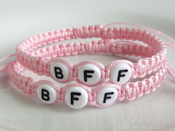 Custom Color BFF Friendship Bracelets, Beaded Best Friends Forever Bracelets Set of 2, Adjustable Square Knot Macrame Bracelet