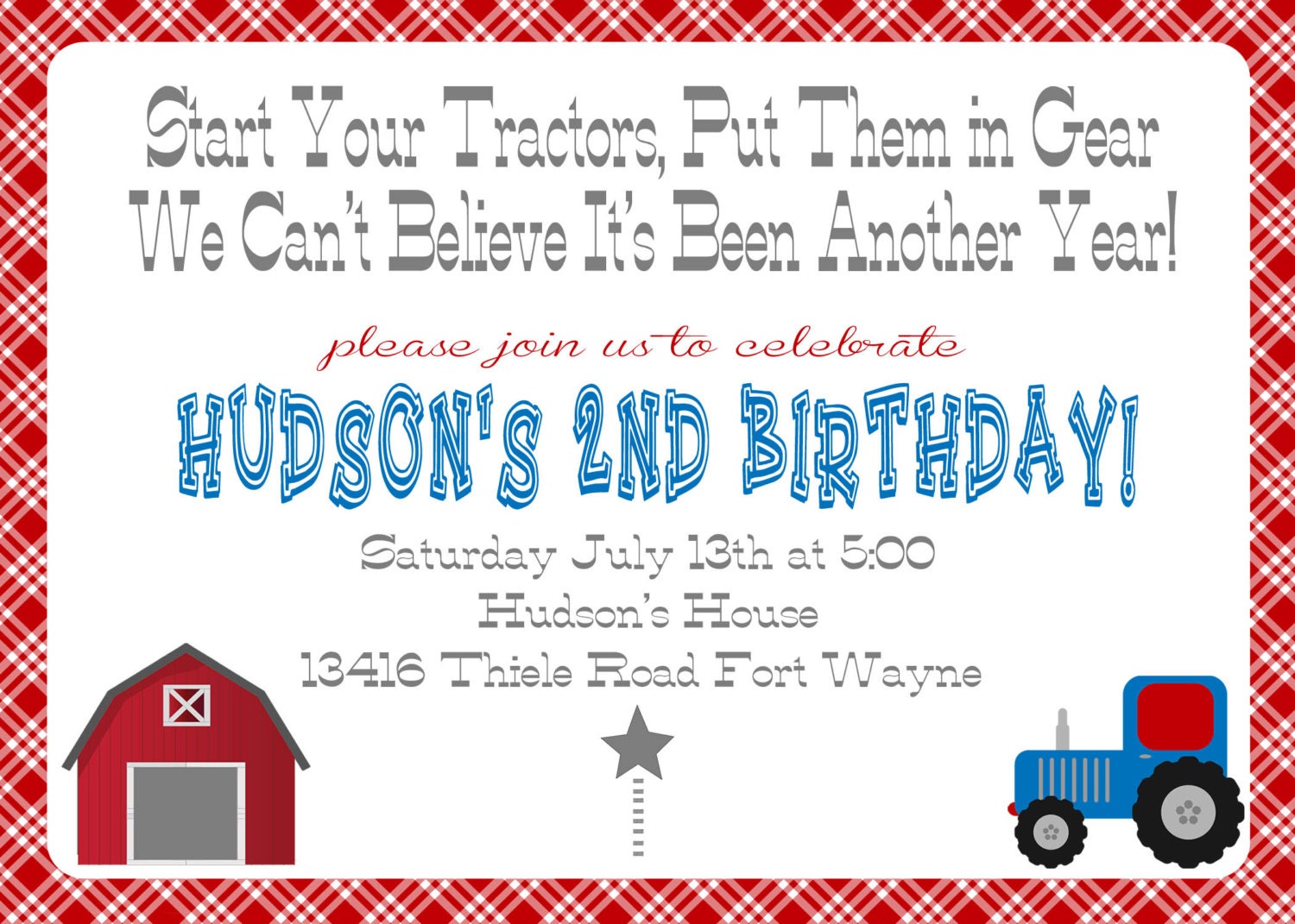 Tractor . Barn Printable Birthday Invitation