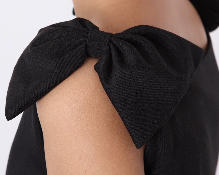Black Dress with Bow Sleeves