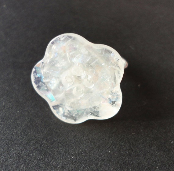 Pearlised Button Ring Fairy Glitter Sparkle