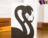 Black Flamingo Couple Blank Greetings Card