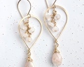 Moonstone, Copper Rutilated Quartz & 14k Gold-Filled Teardrop Cluster Earrings