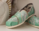 Mint and Gold Lace Custom TOMS Shoes