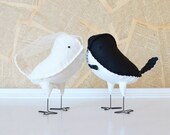 Custom MINI Wedding Cake Topper Vintage Fabric Love Birds with Veil and Bow Tie, Design Your Own, Customizable Wedding Birds - Made to Order