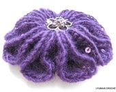 Crochet 3D Purple Flower, Beautiful Crochet Brooch Flower, Crochet Appliques Brooches, Gorgeous Crochet Lyubava