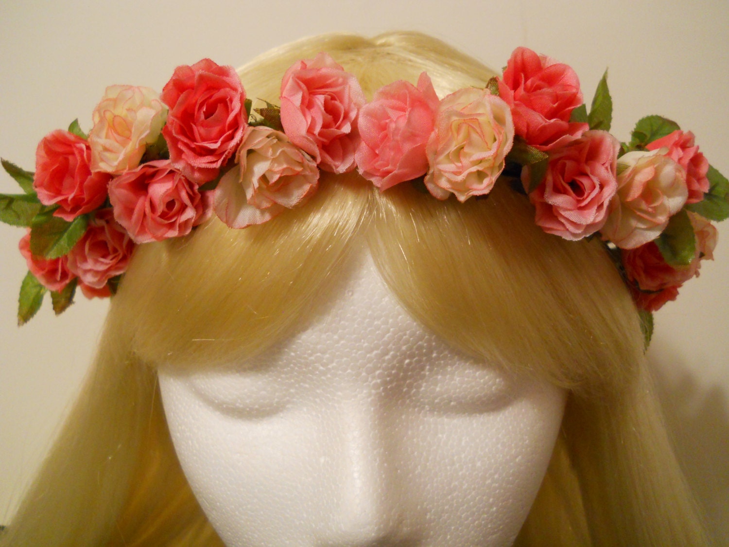 Flower Crown, Head Wreath, Light Pink, Pink to Fusha, Rose, Wedding, Flower Girl, Bride, Summer, Hair Accessories, Lana del Ray, Tiara,