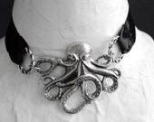 Octopus choker - antique silver version - steampunk, gothic, victorian jewelry