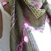 Women scarf, scarves, Scarf, beaded lace, brown, green triangle scarf,stylish accessory ,thin scarf, women fashion