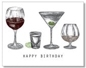 HAPPY BIRTHDAY Alcohol Card. Shot Glass. Beer. Hilarious Funny Card for a drinker. Eco & Handmade Beer