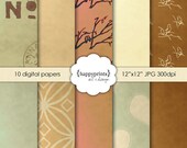 Digital Paper Pack: Vintage Postcard - Scrapbook Paper, Design Pattern & Background - INSTANT DOWNLOAD