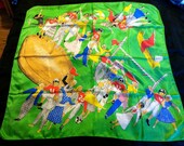 1940s Silk Hand Rolled Novelty Football Scarf