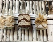 Rustic Mason Jars.. Hanging Decor, Perfect for Country, Rustic, Shabby Chic Weddings- Set of 3