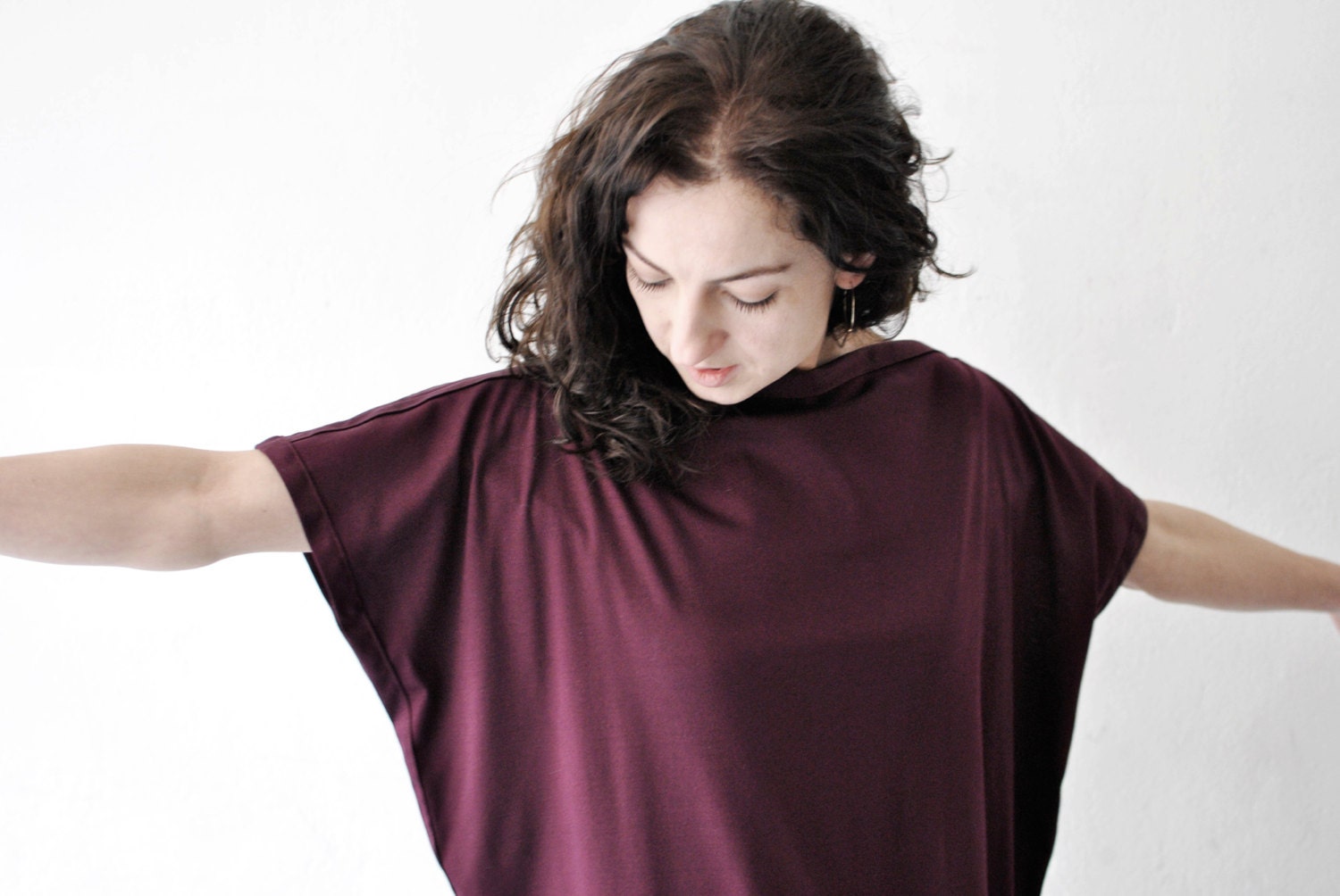 oversized shirt, oversized dress, burgundy