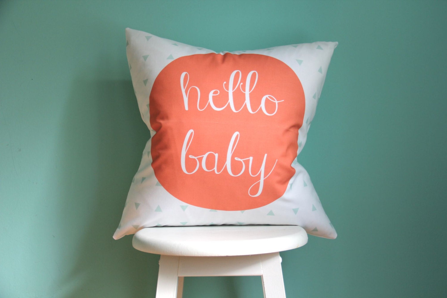 NEW hello baby coral mint pillow cover (exclusive to iviebaby)