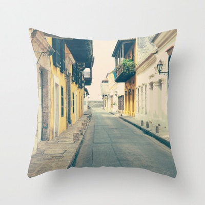 SALE, Pillow,  Pillow Cover Street Pillow Summer Pillow Vintage Pillow Old Pillow Architecture Pillow Decoration 16 x 16 or 18 x 18