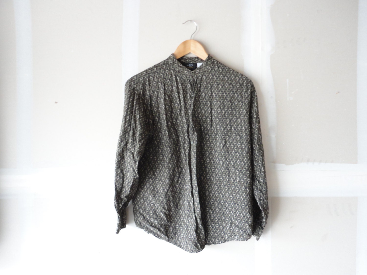 vintage blouse , olive green tops,  printed tops
