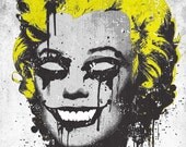 Original marilyn monroe digital print skull funny black illustration white creepy horror blood goth art poster weird