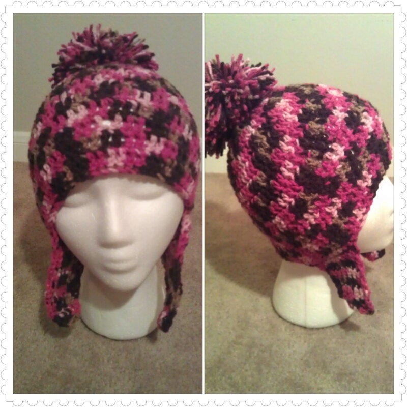 Crochet Earflap Hat-Adult Size