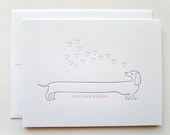 Letterpress Love Dog - Single Card