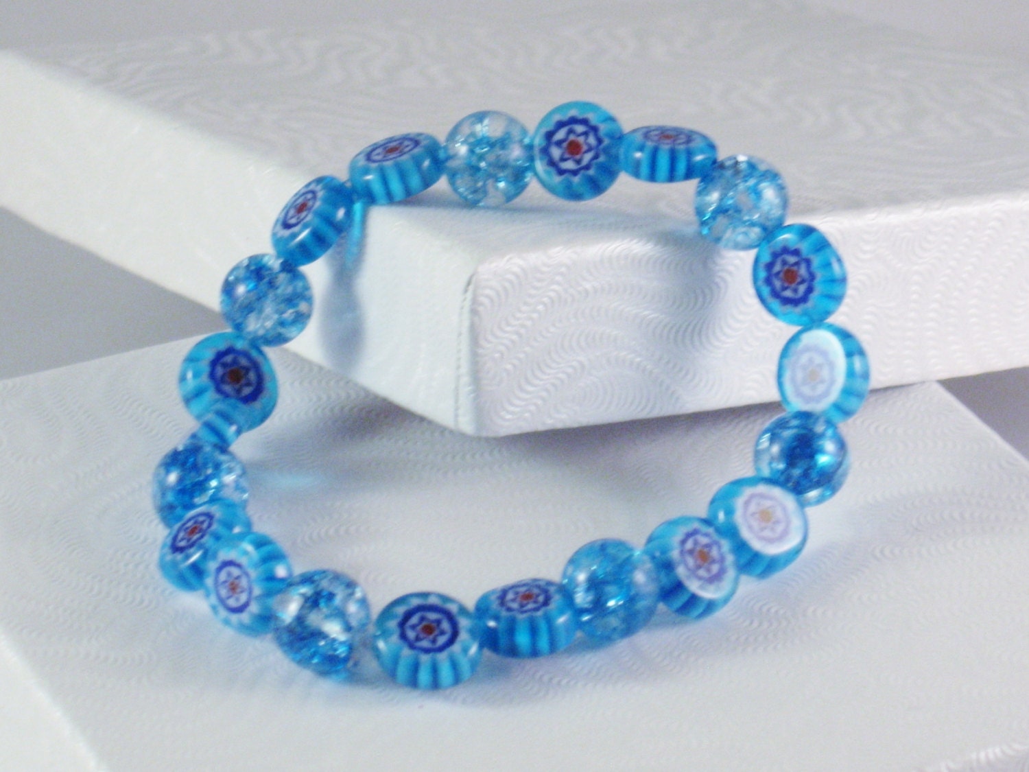Beaded, Stretch Bracelet in Turquoise