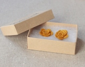 Felt Flower Earrings: Mustard Rose Post Earrings