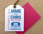 Luggage Tag Save the Date / Custom Illustration