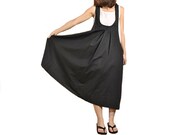 Black Dress Suspender Skirt Linen Dress Cotton Dress Loose Sundress