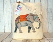 Decorated Elephant Illustration Eco Cotton Tote Bag
