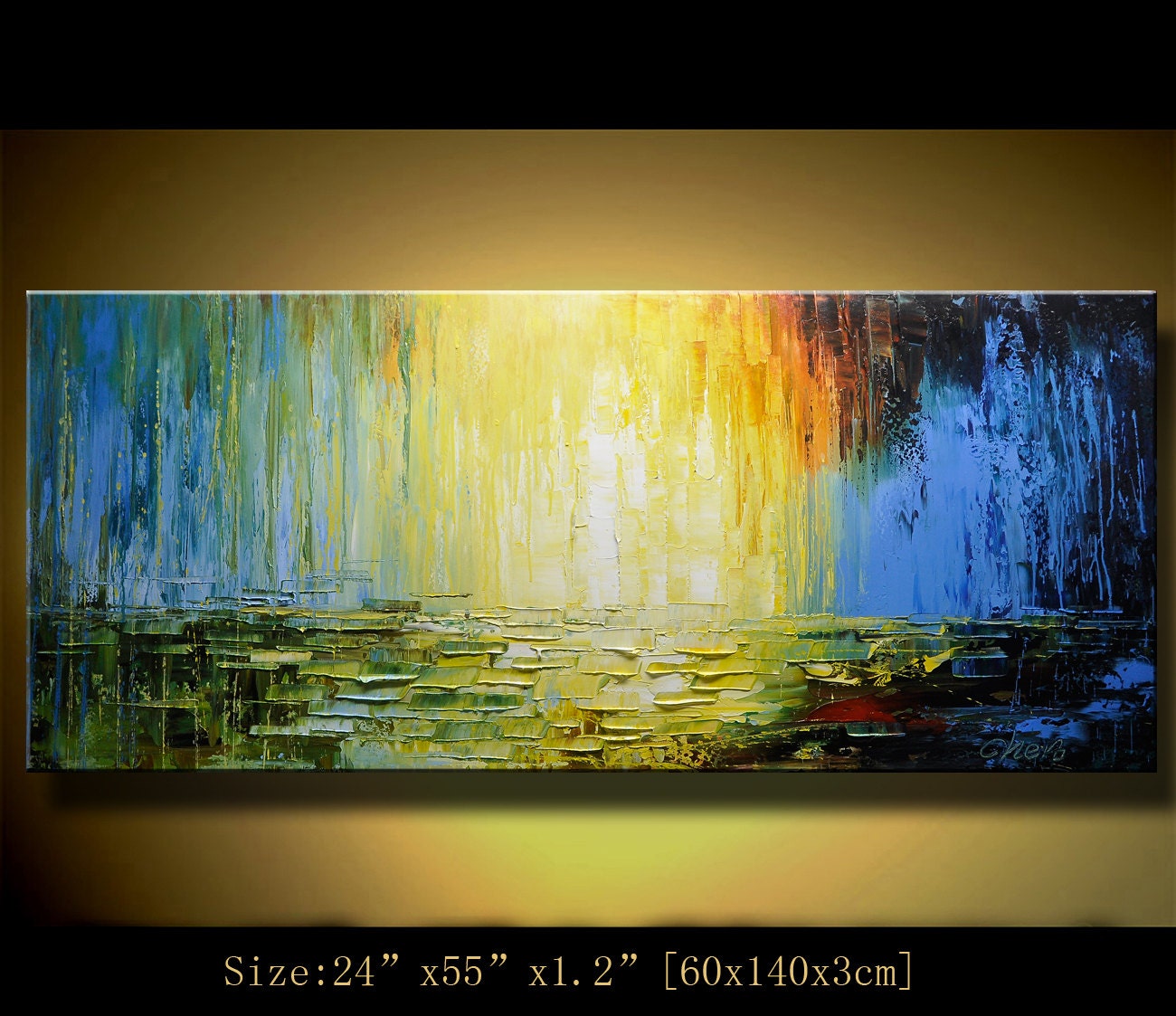 Original Abstract Painting, Modern Landscape Painting ,Palette Knife, Home Decor, Textured Painting on Canvas  by Chen c093