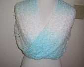 Ariel Lace Sea Mist and White Shrug, Shawlet, Circle Scarf - Medium
