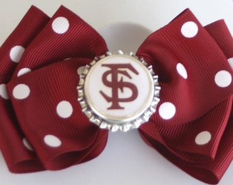Florida State University Seminoles Inspired Garnet and White Polka Dot Hair Bow