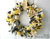 Iowa Hawkeye Ribbon Fabric Rag Wreath Gold Yellow Black White