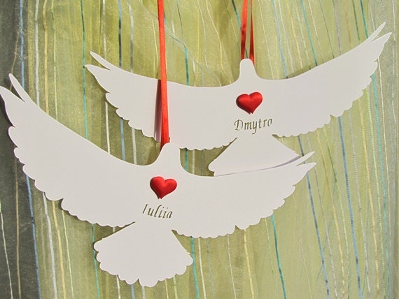 Pair of Love Birds Handmade Original Papercut First Anniversary, Wedding Personalized Gift: Hand-Cut Paper Art Silhouette