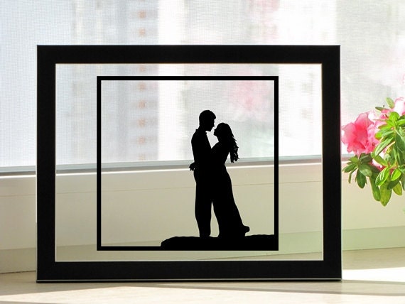 Couple Hugging Handmade Original Papercut First Anniversary Personalized Gift: Hand-Cut Paper Art Silhouette (UNFRAMED)