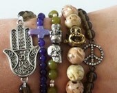 Carved Stone Buddha Bracelet