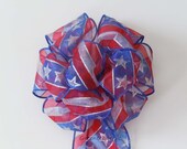 Red White Blue Gift Bow Star Banner Bow Patriotic Bow Decor Gifts Bow Fourth of July Bow Election Day Bow Veterans Day Military Bow