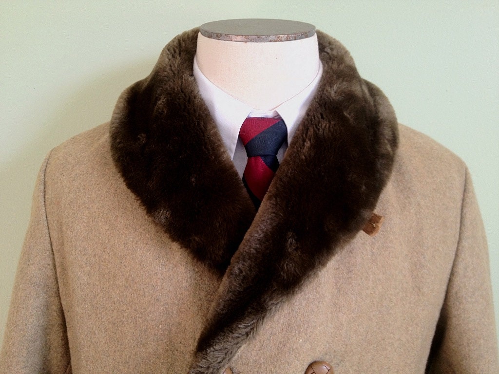 RESERVED Vintage Mid-Century Shawl Collar Mighty Mac Wool Car Coat -- 36 38 Small