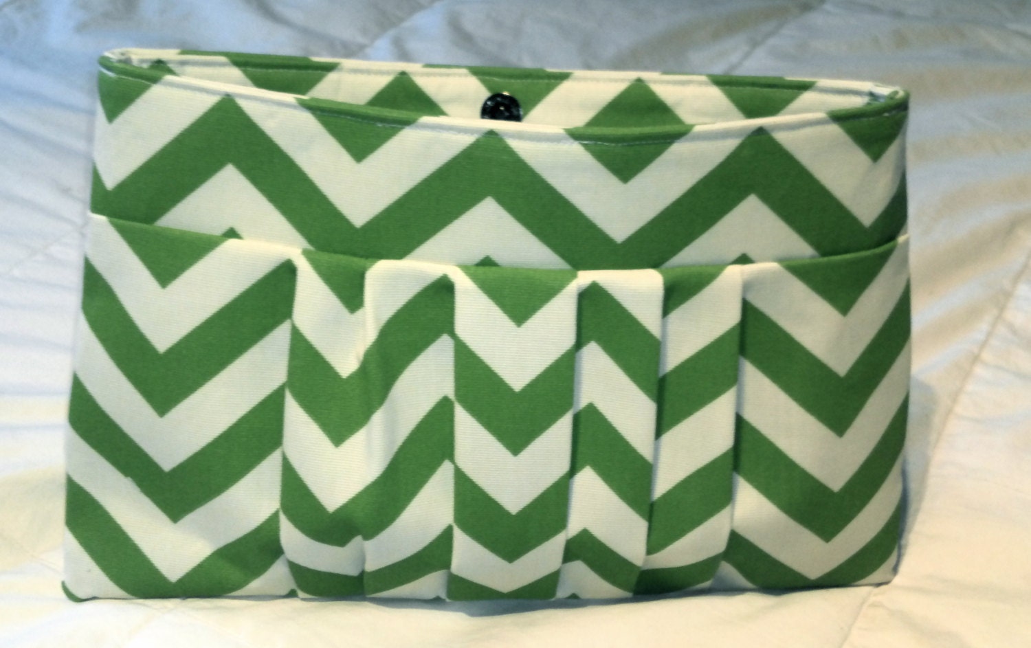 Limey Green and cream Chevron Clutch