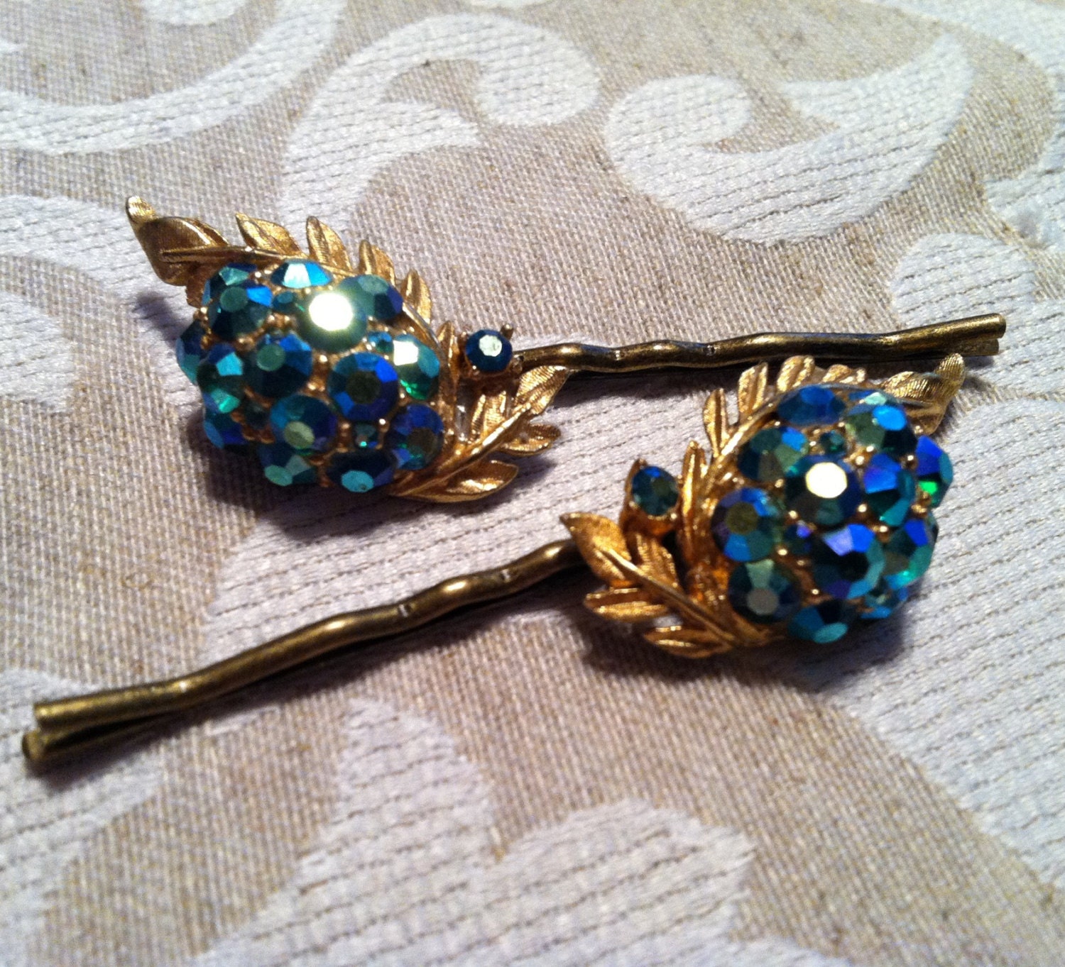 Unique Lisner Peacock Blue Green Bobby Pins,