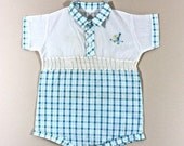 Vintage Boys 1950s Summer Plaid Onesie size 18-24mos
