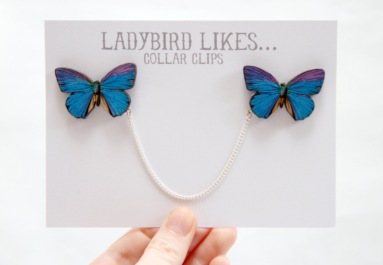 Butterfly Wooden Collar Clips