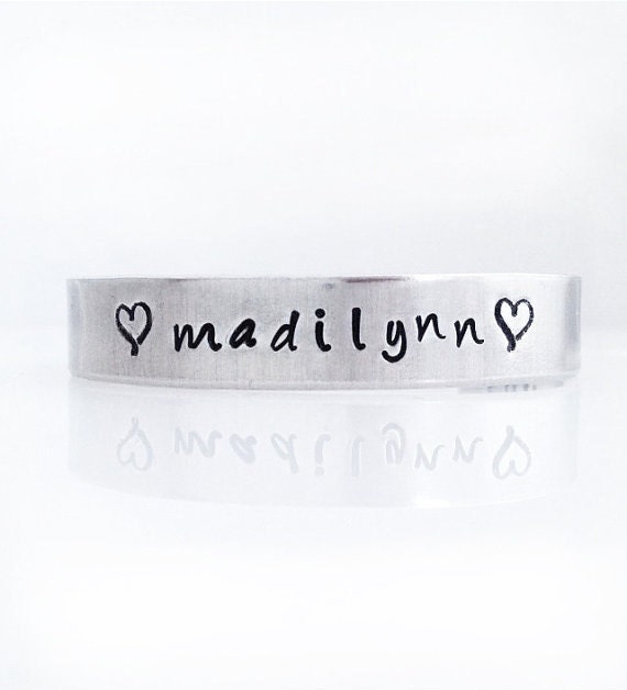 FREE SHIP to US Baby Cuff Hand Stamped Personalized Custom Toddler Bracelet Unisex Child Girl Boy