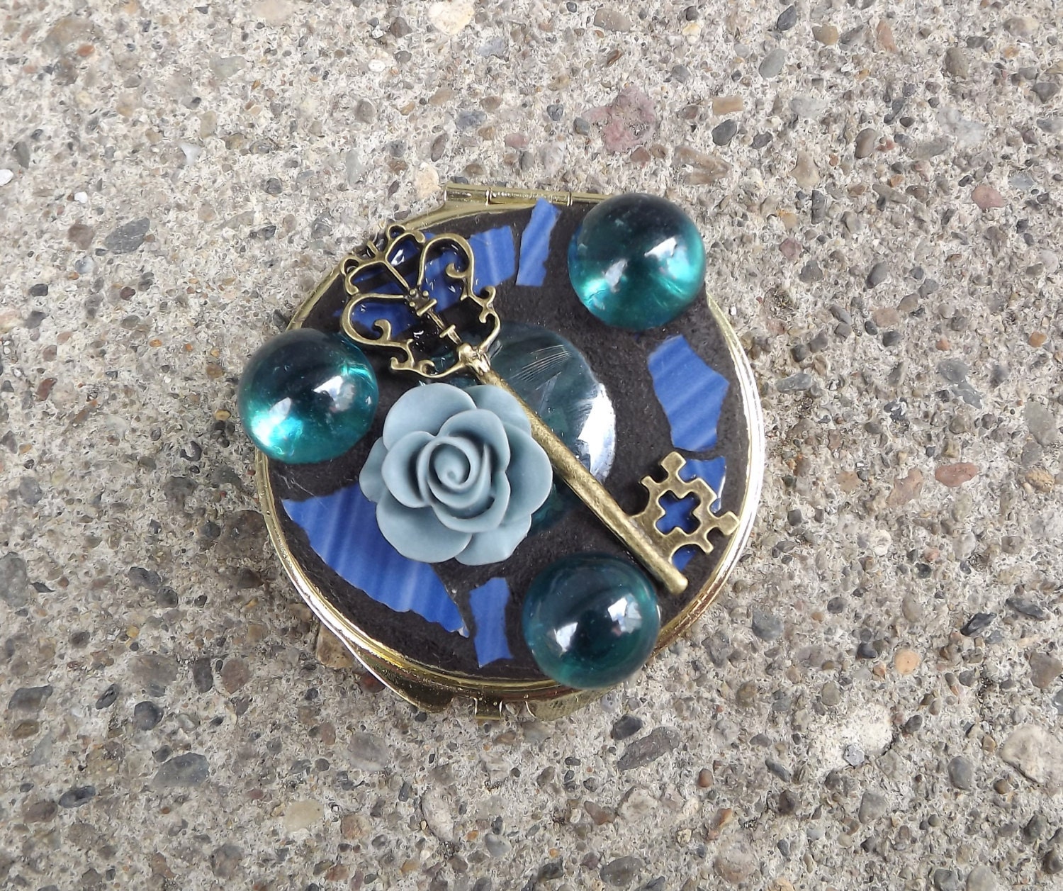 Mosaic Double Sided Compact Mirror
