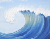 Ocean Wave Painting, Original Blue Wave Painting, Blue Sea Fine Art, Seascape, Blue Ocean Fine Art, Crashing Wave, Acrylic 10 X 10