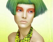 Peter Pen Collar Necklace Happy Vegetables, ombre, yellow and green, statement necklace, bib necklace, detachable collar, chunky necklace