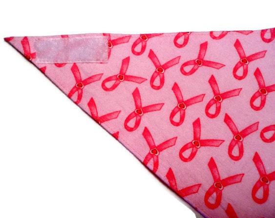 Dog Bandana - Pink Breast Cancer Ribbons - Velcro