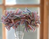 vase of colorful fabric flowers--upcycled home decor