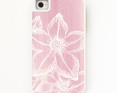 iPhone 4 Case Tough Case Wood Grain Amethyst Floral - Silicone Lined